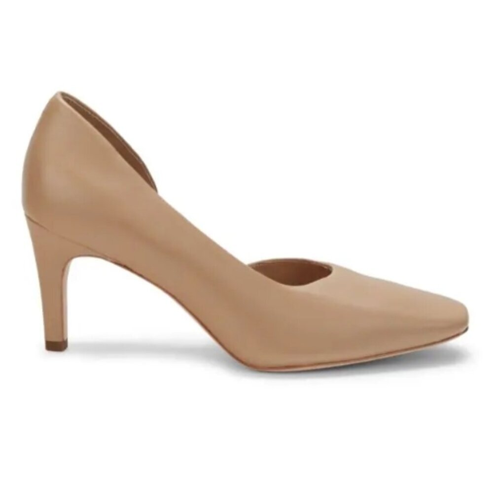 Vince 76MM Tiana Point Toe Leather Pumps Capuchino 9 NWT